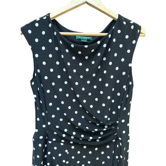 Lauren Ralph Lauren Black & White Polka Dot Dress Career‎ Office Women's Size 10 - Picture 2 of 13